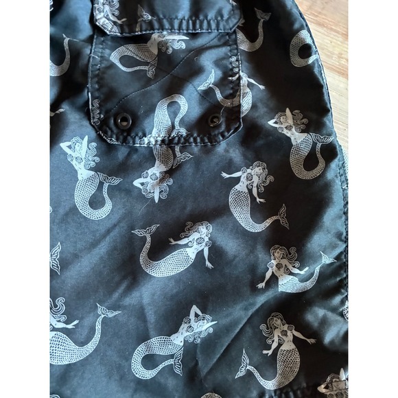 George Mens Mermaid Print Swim Trunks Black White Board Shorts Size S 28-30 - Picture 4 of 4
